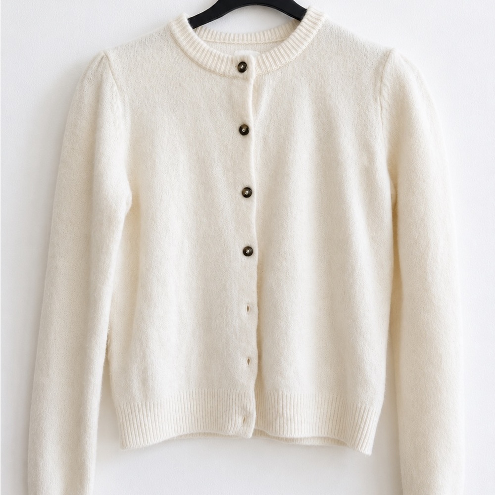 H&M Cream Crewneck Button-Front Cardigan